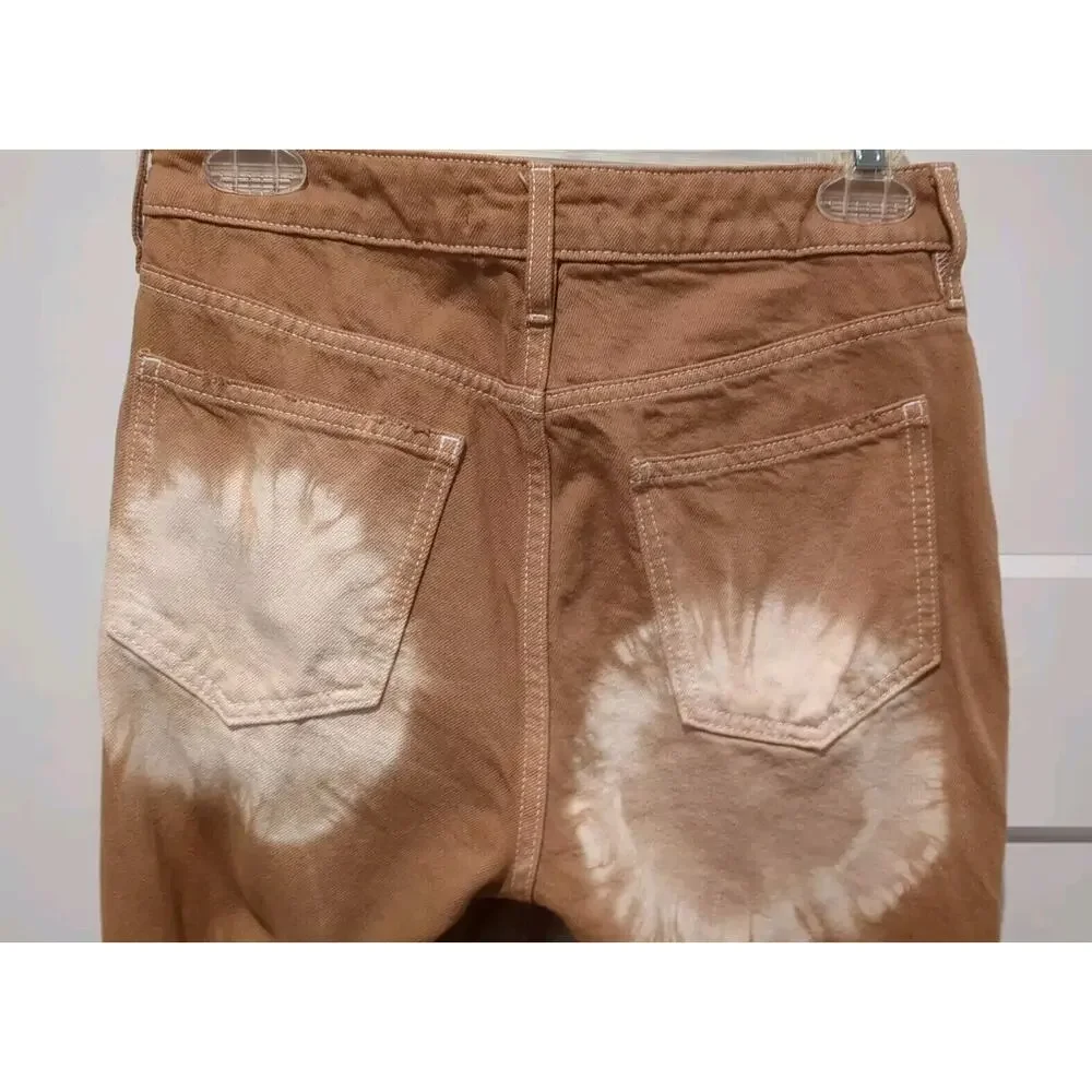 PACSUN Eco Tan Tie Dye Mom Jeans Ankle Rough Hem SZ 25